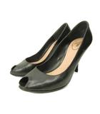 プラダ PRADA パンプス シューズ ハイヒール オープントゥ レザー 36.5 23.5cm 黒 ブラック 0311 IBO92