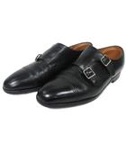 ウィリアム ダブルモンク ビジネスシューズ 革靴 ブラックグレインレザー ストレートチップ 英国製 約27cm 黒 IBO92