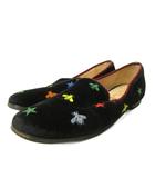 グッチ GUCCI ローファー シューズ ベルベット 星 ハチ 刺繍 39 26.0cm 黒 ブラック 505283 0319 IBO92
