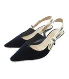ディオール Dior J'Adior スリングバック パンプス ベロア ポインテッドトゥ ロゴストラップ 35 1/2 ネイビー KDC200VLRS56B ■MNK7