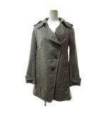 ウール アシンメトリー トレンチコート ベルトデザイン エポレット 36 ブラウン ■MNK7