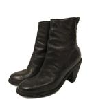 グイディ GUIDI ヒールブーツ ブーティ レザー バックジップ チャンキーヒール 36 黒 ブラック IBO92