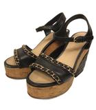 シャネル CHANEL マトラッセ プラットフォーム ウェッジソール サンダル ココマーク 35C 黒 ブラック IBO94