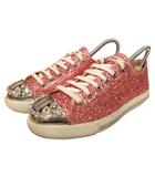 グリッター ローカットスニーカー シューズ ビジュー ラメ 36 ピンク IBO94