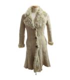 マックスマーラ ウィークエンドライン MAX MARA WEEKEND LINE ムートンコート 36 レザー ベージュ ロング丈 テーラードカラー/HW