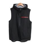 プラダスポーツ PRADA SPORT 極美品 リネアロッサ NYLON ACTIVE VEST ナイロン フーデッドベスト ラバーロゴ 46 黒 ブラック GN995 S182 1SYD ☆AA★