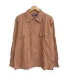 チャップス CHAPS 00s ラルフローレン ジップシャツ コットンリネン 長袖 M 赤 レッド IBO96