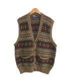 ポロ バイ ラルフローレン Polo by Ralph Lauren 90s HAND KNIT ニットベスト ネイティブ柄 くるみボタン L アースカラー IBO96