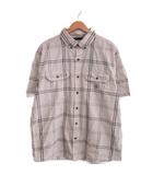 カーハート carhartt 美品 PLAID S/S SHIRT チェックシャツ 半袖 ロゴ インドコットン L 白 ホワイト TW4625-M