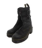 ドクターマーチン DR.MARTENS ショートブーツ フロントジップ ベルトデザイン 厚底 レザー 37 黒 ブラック /FF IBO96