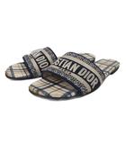 クリスチャンディオール Christian Dior DWAY スライドサンダル ミュール ロゴ チェック柄 スリッパ 37.5