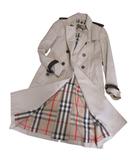 バーバリー BURBERRY プローサム 希少 GBBURLIMCAS トレンチコート レザー切替 ノバチェック UK10 ベージュ ■MNK9