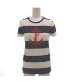 ラルフローレン RALPH LAUREN マリンボーダー Tシャツ カットソー M 白 ホワイト 紺 ネイビー ビーズ刺繍 IBO100 /JI