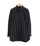 バレンシアガ BALENCIAGA 17AW オールオーバーロゴ オーバーサイズ ボタンダウンシャツ 32 黒 ブラック IBO100