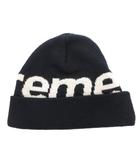 シュプリーム SUPREME ロゴ ビーニー ニット帽 帽子 バイカラー 紺 ネイビー /FF IBO100