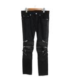 エディ期 15AW ニージップ バイカーデニム レザー切替 30 黒 ブラック D04 M/SK-LW