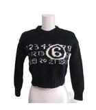 エムエムシックス メゾンマルジェラ MM6 Maison Margiela ニット セーター ロゴ クロップド 14 150～160cm相当 黒 ブラック ■MNK10