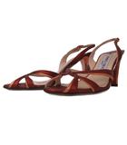 ジミーチュウ JIMMY CHOO ヒールサンダル クロスストラップ 35.5 メタリック バーガンディ IBO102