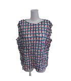 ミーイッセイミヤケ me ISSEY MIYAKE 美品 ノースリーブ カットソー 縮絨 格子柄 シワ加工 MI52JK881 マルチカラー