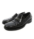 グッチ GUCCI ローファー スリッポン シューズ スクエアトゥ パテント ロゴ 35.5 黒 ブラック /FF ■IBO104