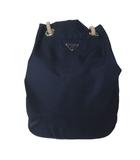 プラダ PRADA 極美品 マリナースモール Re-Nylon バケットバッグ 三角プレート 切り替えデザイン ロープ調ハンドル 紺 ネイビー