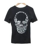 ルシアンペラフィネ LUCIEN PELLAT-FINET Tシャツ カットソー 半袖 バックプリント スカル Vネック アウトステッチ S 黒 ブラック /X