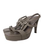 グッチ GUCCI サンダル 371/2 約24㎝ ピンヒール アンクルベルト レザー グレー ■IBO104