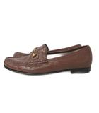 グッチ GUCCI ローファー 革靴 371/2 約24㎝ ホースビット 光沢 レザー 茶 ブラウン ■IBO104