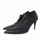 グッチ GUCCI パンプス レザー 38 約24㎝ ピンヒール ポインテッドトゥ 黒 ブラック ■IBO104