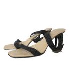 グッチ GUCCI パンプス サンダル 371/2 約24㎝ ピンヒール アンクルベルト 編み込み ベージュ 黒 ブラック ■IBO104