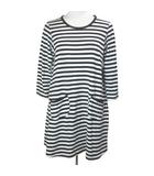マリメッコ marimekko キッズ カットソーワンピース ひざ丈 ボーダー 7分袖 Aライン 女の子 子供服 160 ブラック ホワイト ■IBO104 /X