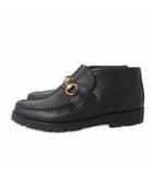 グッチ GUCCI ローファー 革靴 61/2 ホースビット ハイカット 切り替えデザイン 黒 ブラック ■MNK11