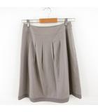 フレアスカート ひざ丈 タック 茶 2 *A163