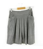 スカート スエード フレア ひざ丈 タック グレー 2 *A168