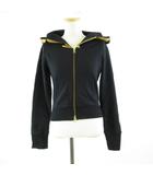  Monk New yard パーカー 長袖 プリント ジップアップ 黒 F *T103