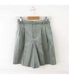 ショートパンツ ハーフ タック ストレッチ 緑 34 *A20