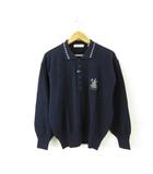 スポーツ ゴルフ ポロシャツ ニット セーター 長袖 刺繍 紺 4 *T227