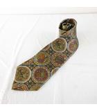ロエベ LOEWE シルクネクタイ 総柄 カーキ 茶 *A338 ☆AA★