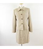  セットアップ スーツ ジャケット ワンピース 長袖 ミニ 刺繍 ベージュ *T495