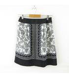 スカート ミニ 総柄 黒 オフホワイト 白 2 *T530