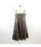 ギャップキッズ GAP KIDS キャミワンピース ティアードフレア サテン ひざ丈 茶 160㎝ *A383