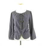 ノーカラージャケット 七分袖 チャコールグレー 2 *T562