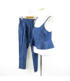  M.H q.b.c セットアップ ビスチェ ロングテーパードパンツ 青 M *A572