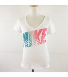 ナイキ NIKE カットソー Tシャツ 半袖 Vネック プリント ロゴ 白 M *T843