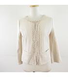 エフデ ef-de ノーカラージャケット 七分袖 ピンクベージュ 9 *T844