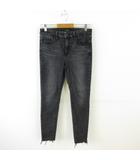 ジーンズ デニムパンツ スキニー ダメージ ストレッチ 黒 28 *T871