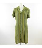 ルーニィ LOUNIE シャツワンピース ひざ丈 半袖 リネン混 緑 *T381