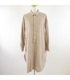 スピック&スパン Spick&Span シャツ ワンピース 長袖 膝丈 パール ストライプ 茶 *T730