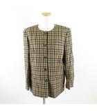 ノーカラージャケット チェック 長袖 茶 黒 11 *A577