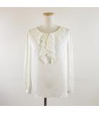 カットソー 長袖 フリル オフホワイト 白 2 *A600